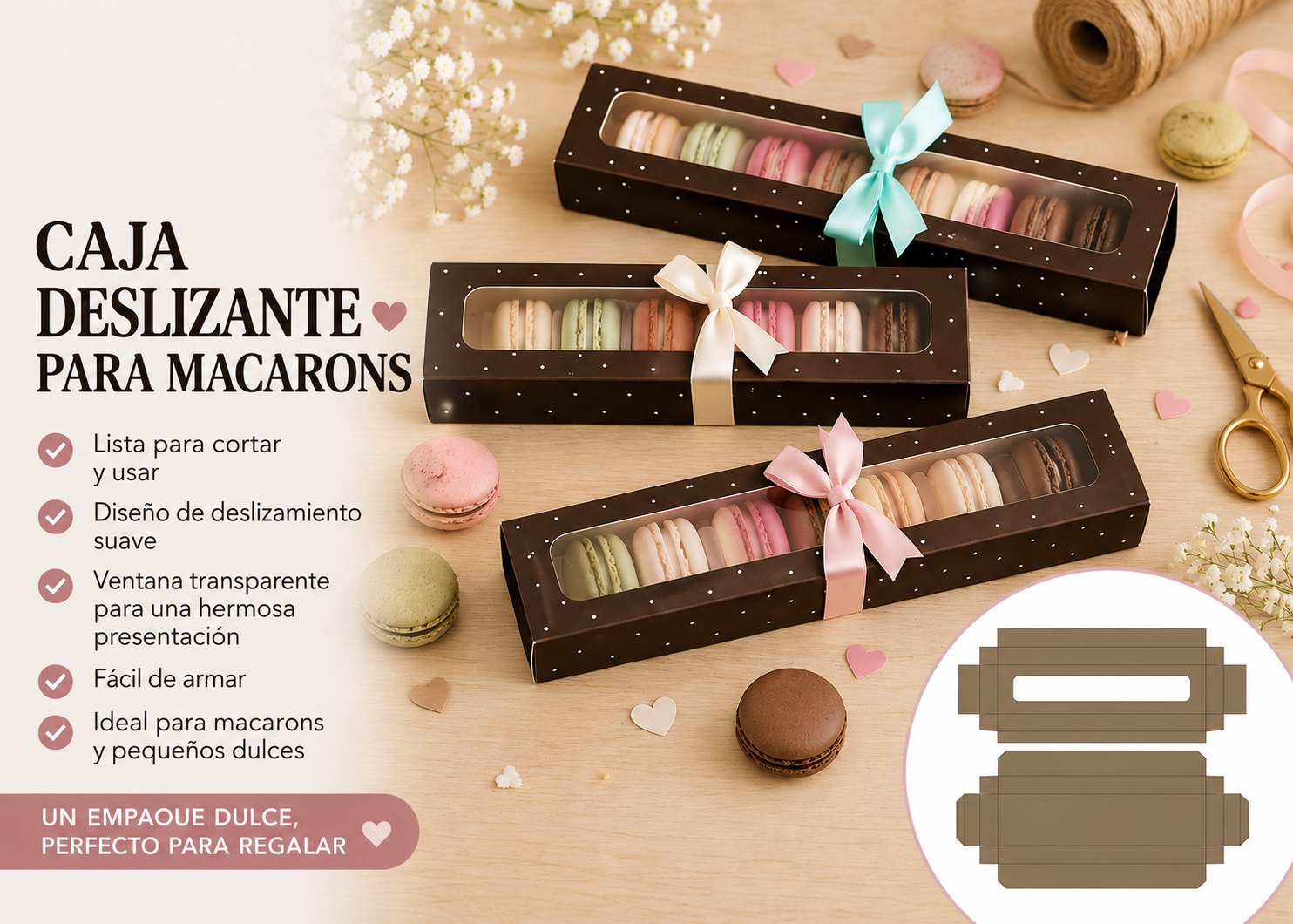 Caja Deslizante Glamour para Macarons