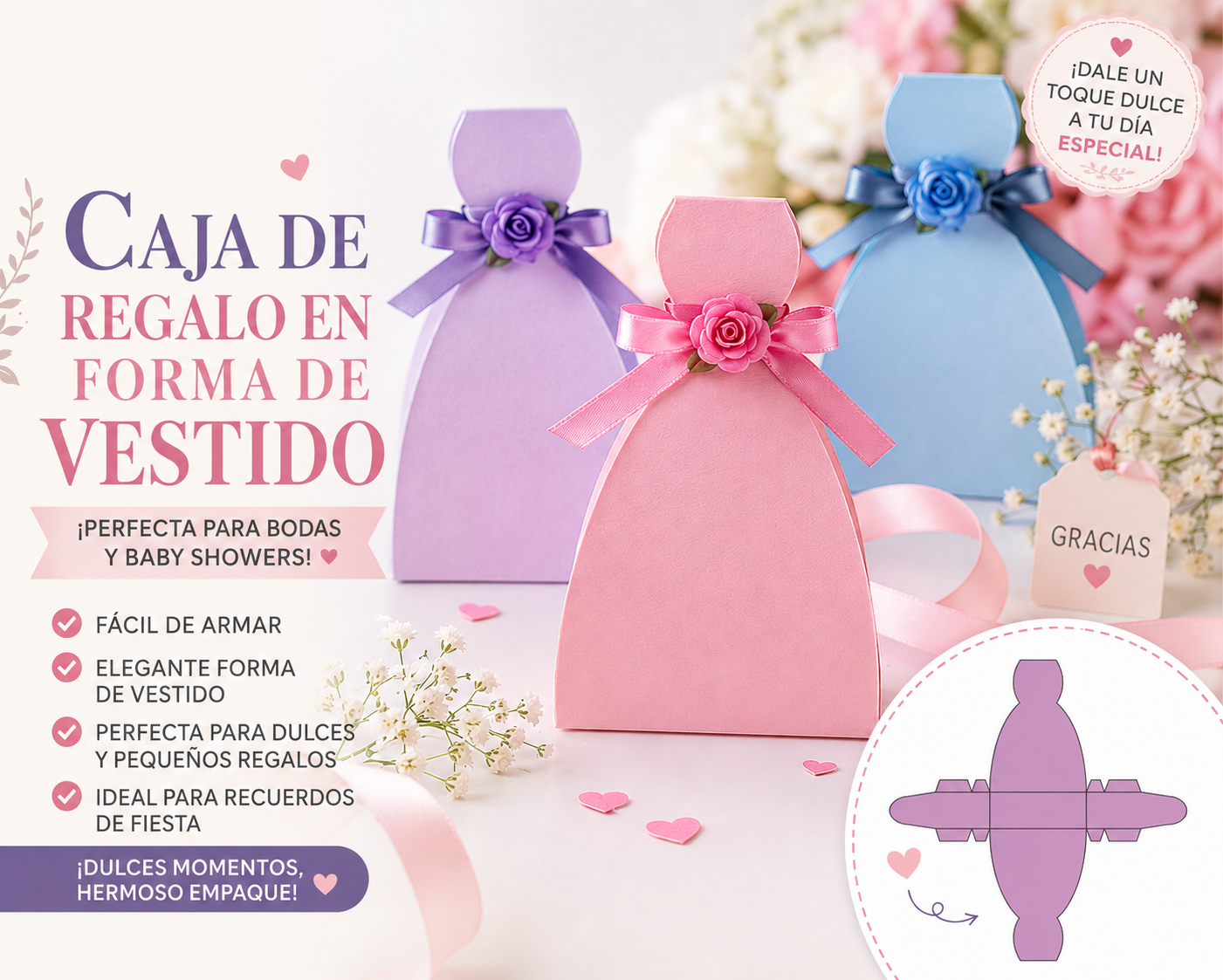 Caja de Regalo en Forma de Vestido