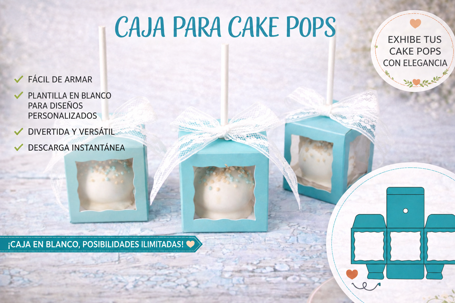 Caja para Cake Pops con Ventana